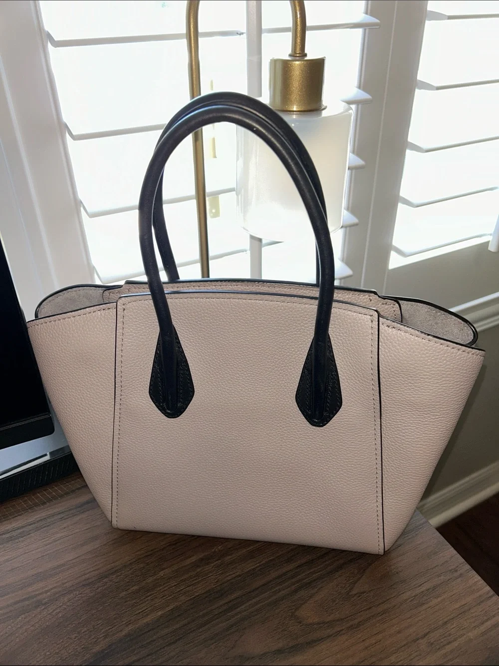 kate spade Pebbled Leather Tote Taupe Leather with Black Trim - Picture 3 of 13